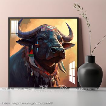 file tranh con giap treo tuong con trau suu 0773