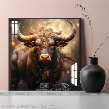 file tranh con giap treo tuong con trau suu 0774