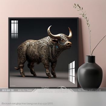 file tranh con giap treo tuong con trau suu 0775