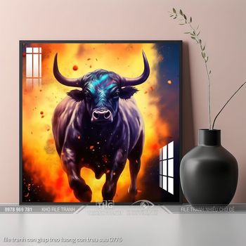 file tranh con giap treo tuong con trau suu 0776