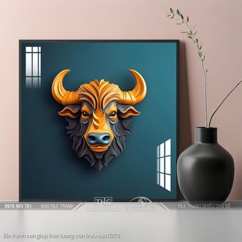 file tranh con giap treo tuong con trau suu 0778