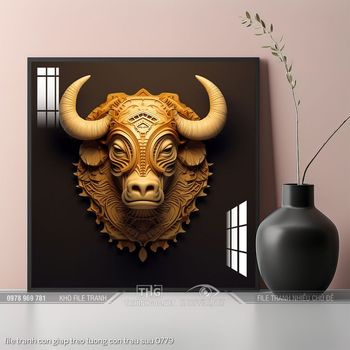 file tranh con giap treo tuong con trau suu 0779