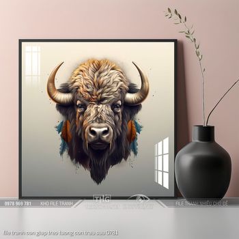 file tranh con giap treo tuong con trau suu 0781