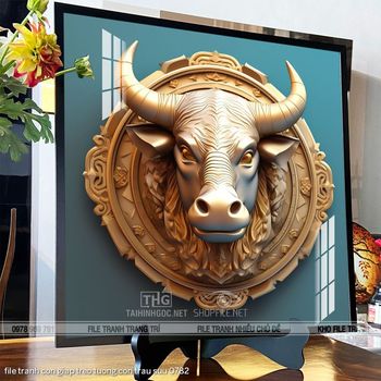 file tranh con giap treo tuong con trau suu 0782