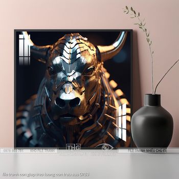 file tranh con giap treo tuong con trau suu 0783