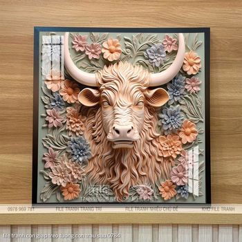 file tranh con giap treo tuong con trau suu 0784