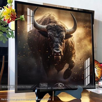 file tranh con giap treo tuong con trau suu 0785