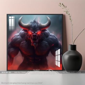 file tranh con giap treo tuong con trau suu 0787