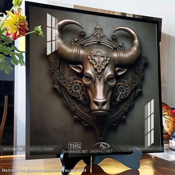 file tranh con giap treo tuong con trau suu 0791