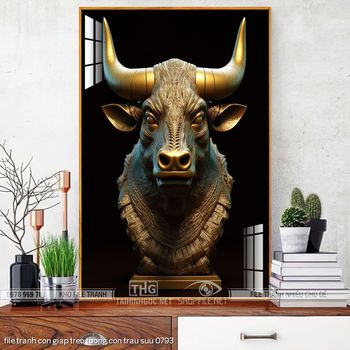 file tranh con giap treo tuong con trau suu 0793