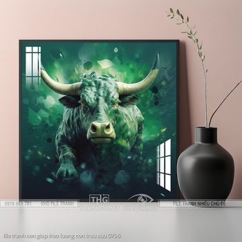 file tranh con giap treo tuong con trau suu 0796