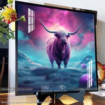 file tranh con giap treo tuong con trau suu 0797