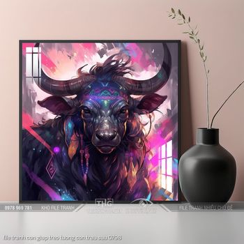 file tranh con giap treo tuong con trau suu 0798