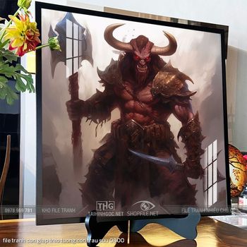 file tranh con giap treo tuong con trau suu 0800