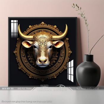 file tranh con giap treo tuong con trau suu 0801