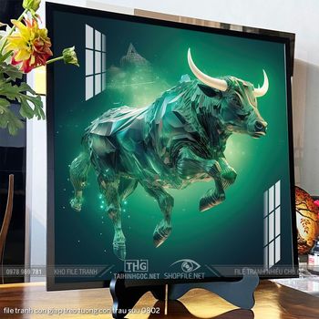 file tranh con giap treo tuong con trau suu 0802