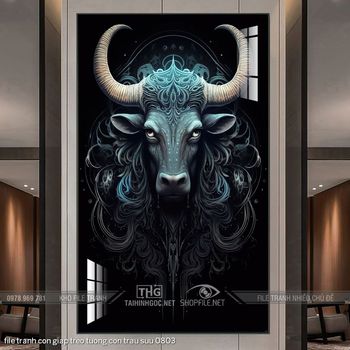 file tranh con giap treo tuong con trau suu 0803