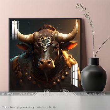 file tranh con giap treo tuong con trau suu 0805