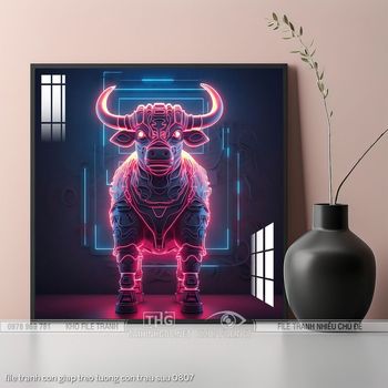 file tranh con giap treo tuong con trau suu 0807