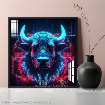 file tranh con giap treo tuong con trau suu 0808