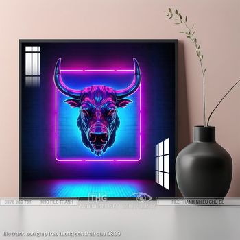 file tranh con giap treo tuong con trau suu 0809