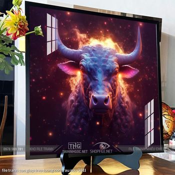 file tranh con giap treo tuong con trau suu 0811