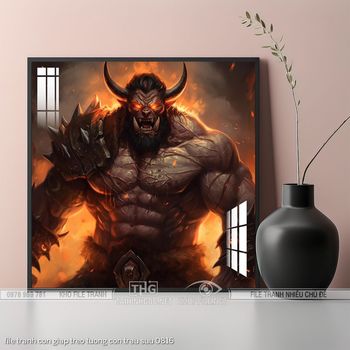 file tranh con giap treo tuong con trau suu 0816