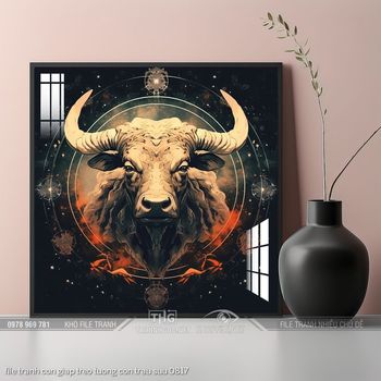 file tranh con giap treo tuong con trau suu 0817