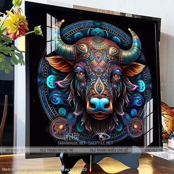 file tranh con giap treo tuong con trau suu 0823