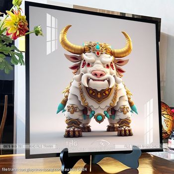 file tranh con giap treo tuong con trau suu 0824