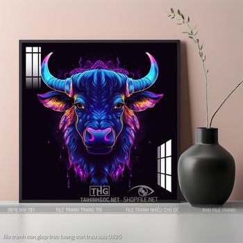 file tranh con giap treo tuong con trau suu 0825