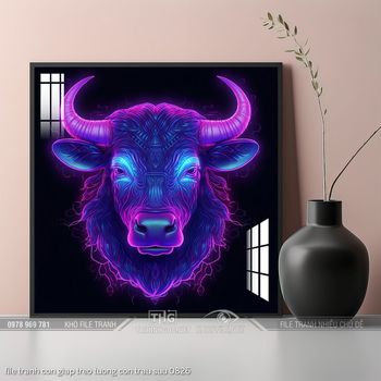 file tranh con giap treo tuong con trau suu 0826