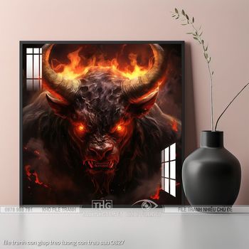 file tranh con giap treo tuong con trau suu 0827