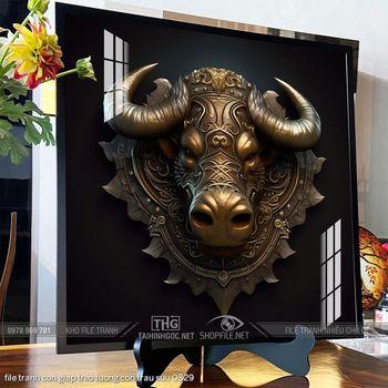 file tranh con giap treo tuong con trau suu 0829