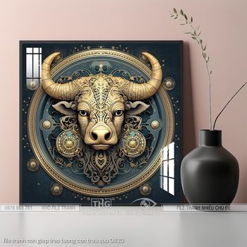 file tranh con giap treo tuong con trau suu 0830