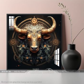 file tranh con giap treo tuong con trau suu 0831