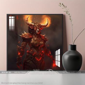 file tranh con giap treo tuong con trau suu 0832