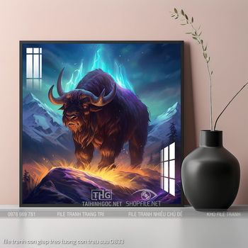 file tranh con giap treo tuong con trau suu 0833