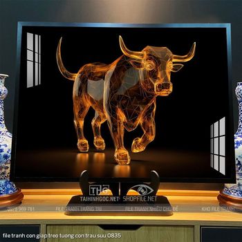 file tranh con giap treo tuong con trau suu 0835