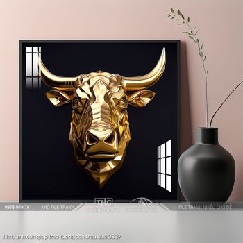 file tranh con giap treo tuong con trau suu 0837