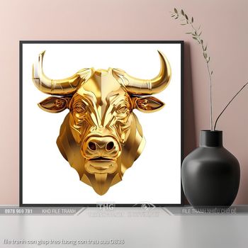 file tranh con giap treo tuong con trau suu 0838