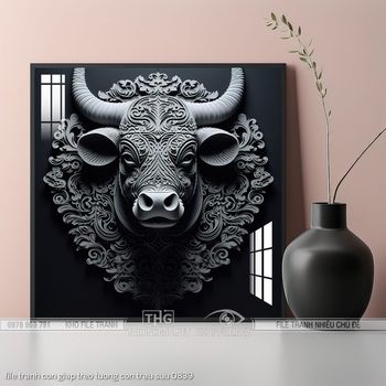 file tranh con giap treo tuong con trau suu 0839