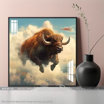 file tranh con giap treo tuong con trau suu 0840