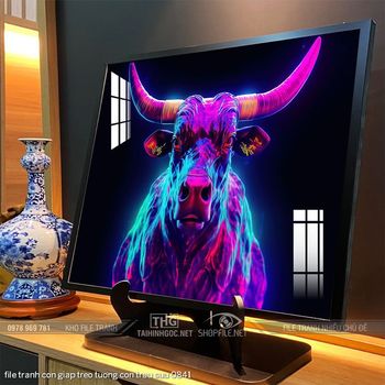 file tranh con giap treo tuong con trau suu 0841