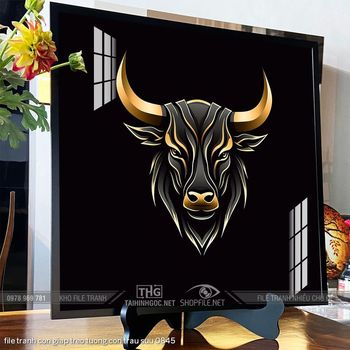 file tranh con giap treo tuong con trau suu 0845