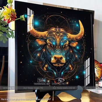 file tranh con giap treo tuong con trau suu 0847