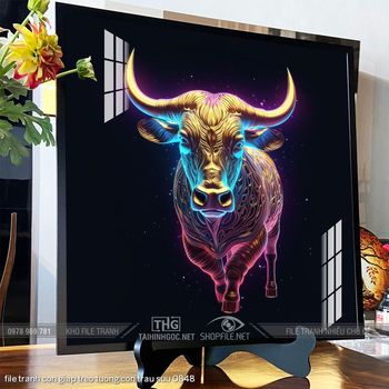 file tranh con giap treo tuong con trau suu 0848