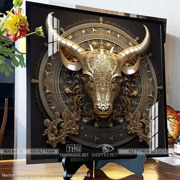 file tranh con giap treo tuong con trau suu 0849