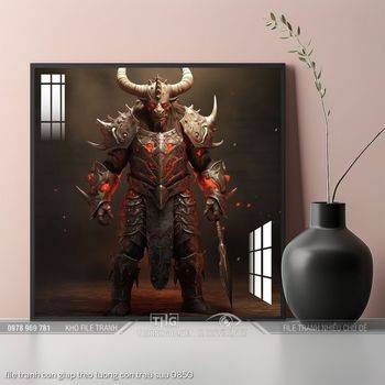 file tranh con giap treo tuong con trau suu 0850