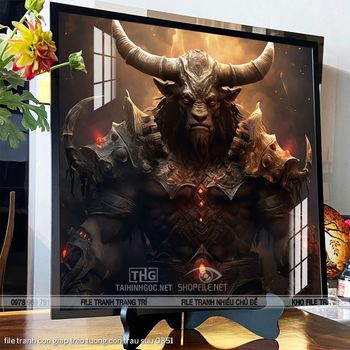 file tranh con giap treo tuong con trau suu 0851